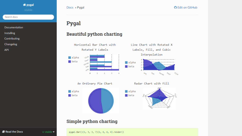 Pygal is a flexible Python package