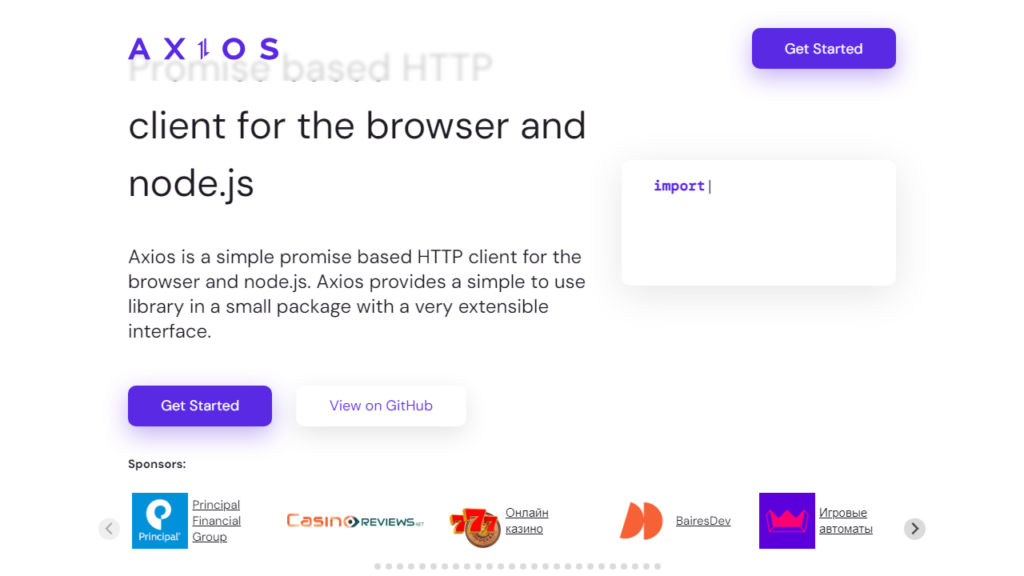 axios is used for Web Scraping with Javascript and NodeJS